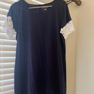 Lilly Pulitzer Navy Knit Dress with White Lace sleeves